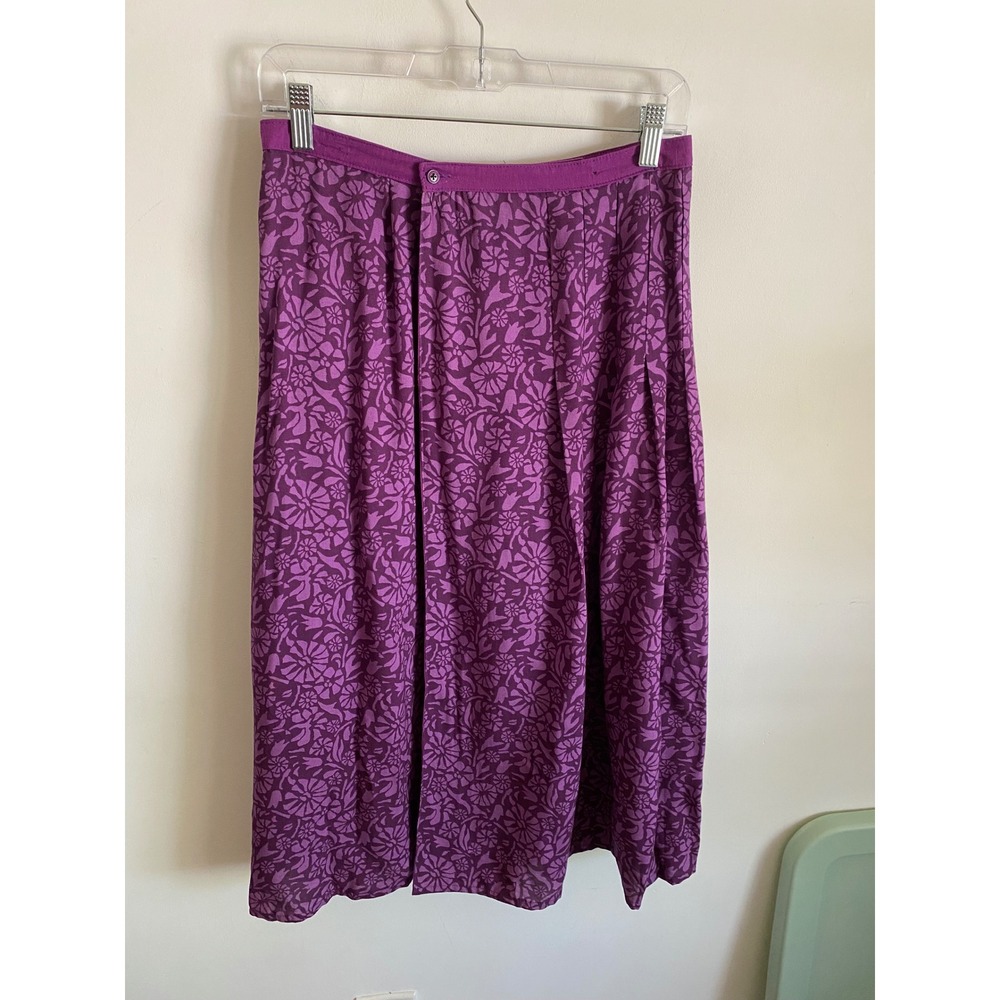 Mania Pour Anastasia Paris Purple Floral Cotton Midi Wrap Skirt Made in France